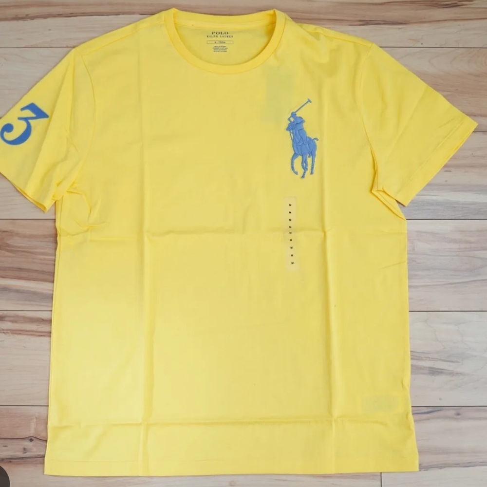 NWT ralph lauren yellow crew neck with blue big pony